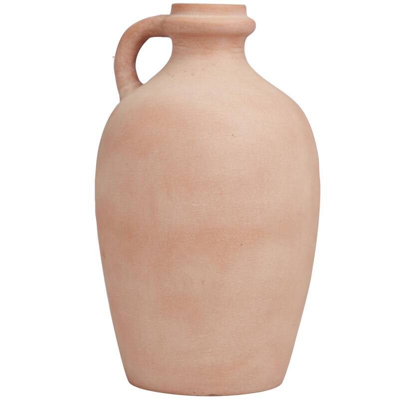 Ceramic Terracotta Jug Decorative Vase with Handle - Orange - Roche River Decor