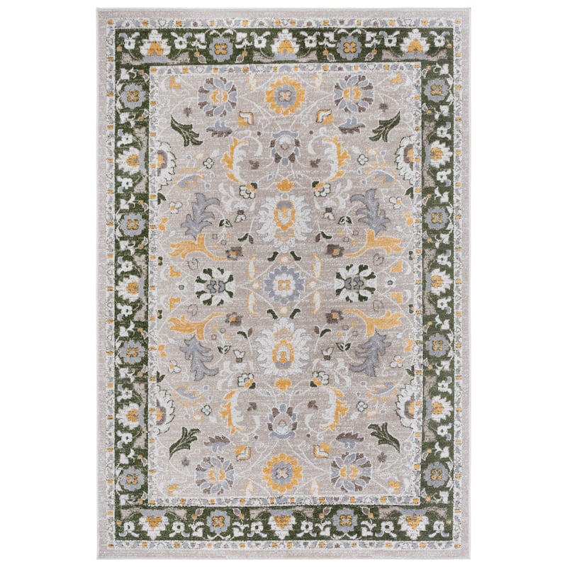 SAFAVIEH Bayside Machine Washable Shweta Oriental Rug - 6'7" Square - Green/Beige