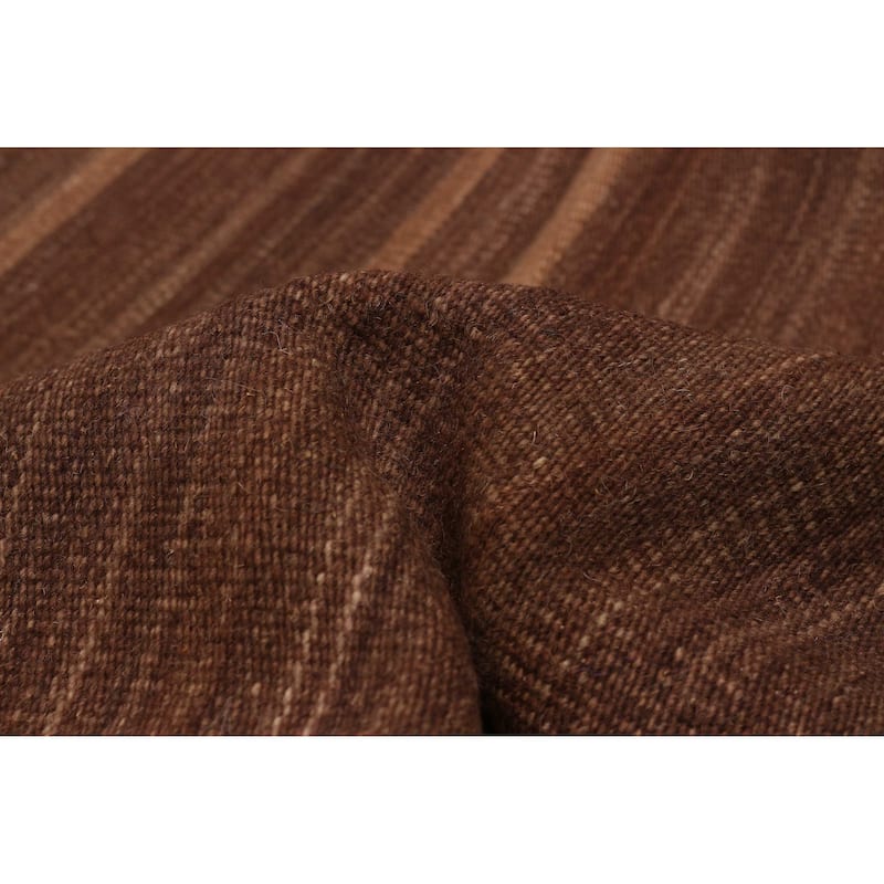 ECARPETGALLERY Flat-Weave Boho Brown Wool Kilim - 12'0 x 15'0
