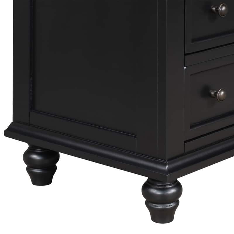 Modern 3-Drawer Nightstand (Set of 2) with Pull Out Tray for Organized Living Spaces