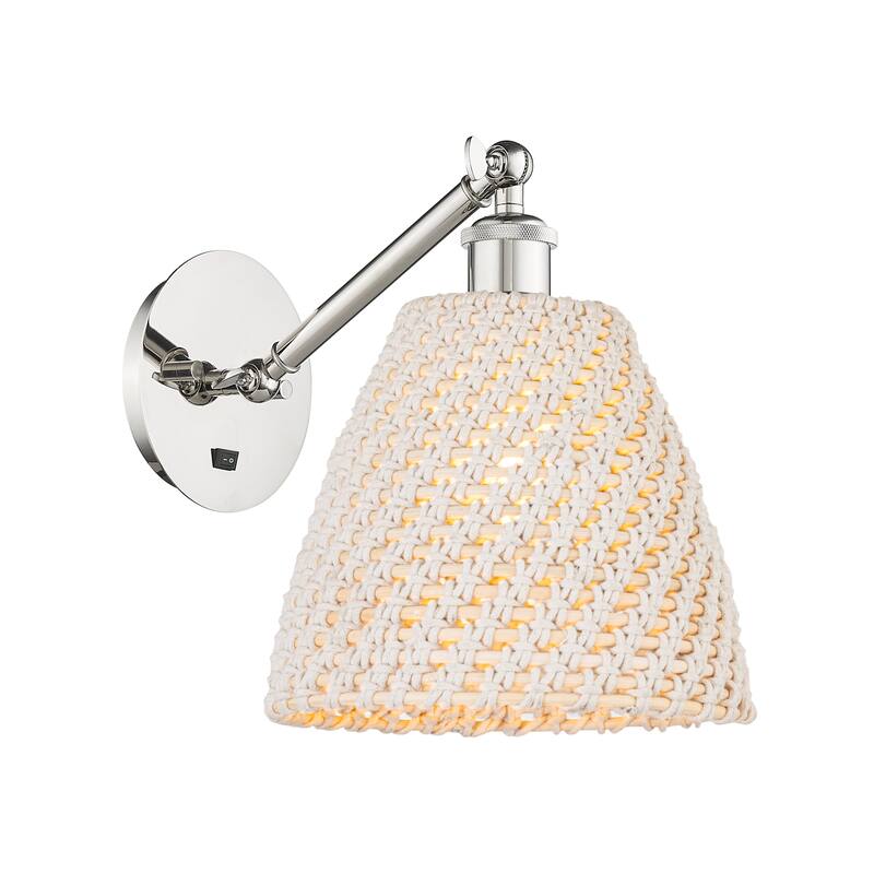 Innovations Lighting Endless Possibilities Ballston - Bristol Natural - 1 Light 9" Adjustable Sconce - Arm Adjusts Up and Down - Polished Nickel/Natural