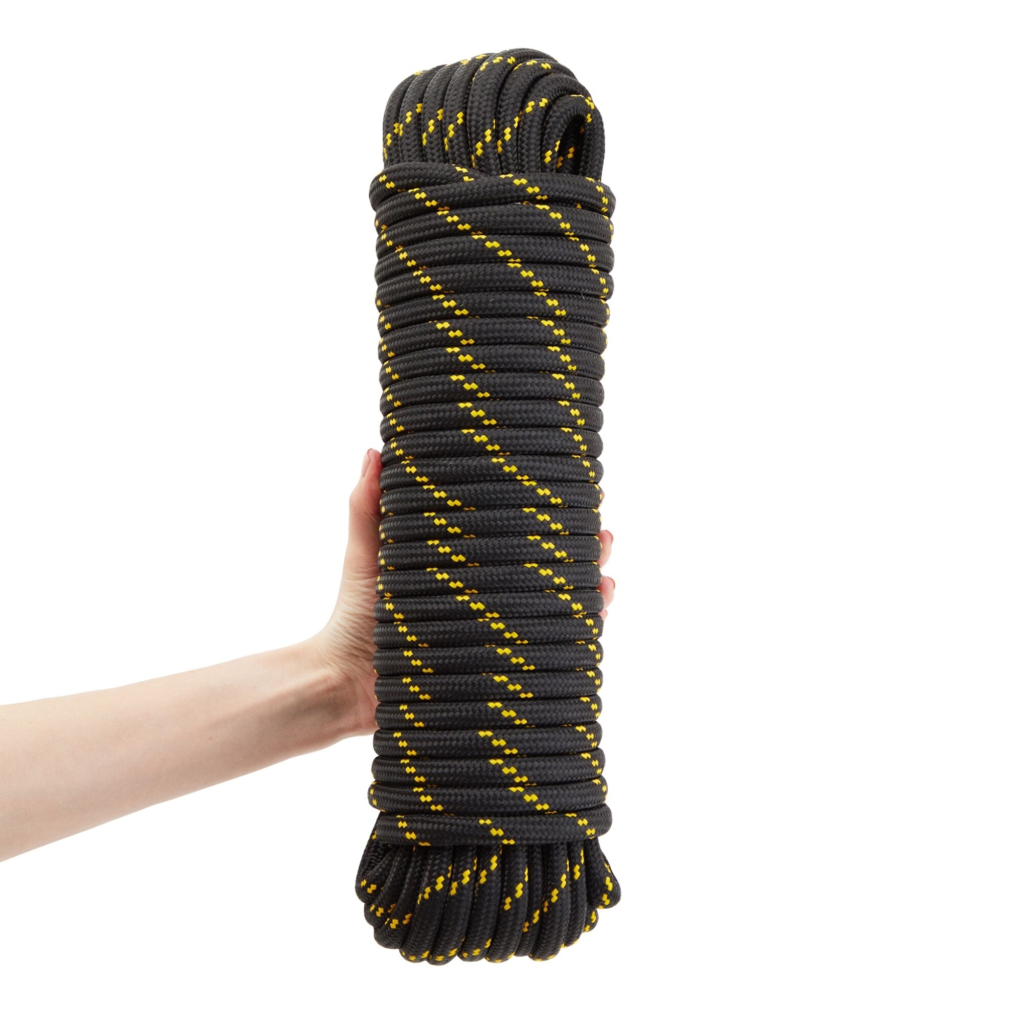 1/2 Inch Braided Rope, 100 Ft Tie Down Utility Cord for Camping, Boat  Docks, Trailers, Survival Skills, Black/Yellow - Bed Bath & Beyond -  38212544