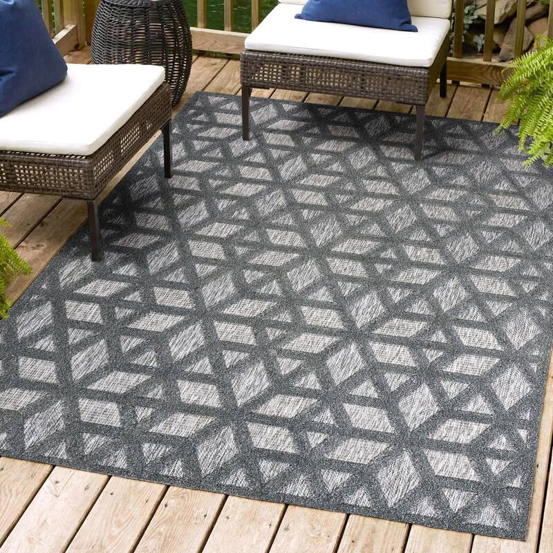 JONATHAN Y Peralta Neutral Geometric Indoor/Outdoor Area Rug