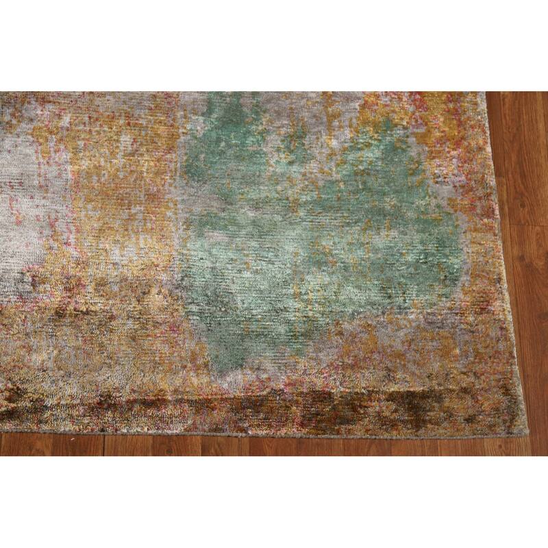 Colorful Abstract Modern Area Rug Hand-Knotted Wool Carpet - 6'7" x 9'5"