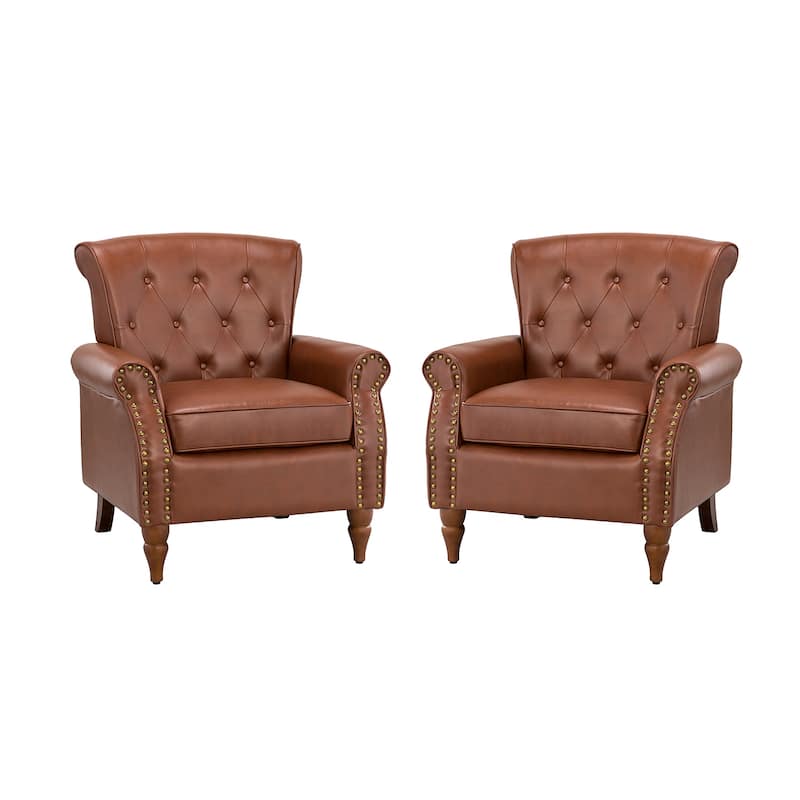 Mycenae Upholstered Accent Armchair with Nailhead Trim Set of 2