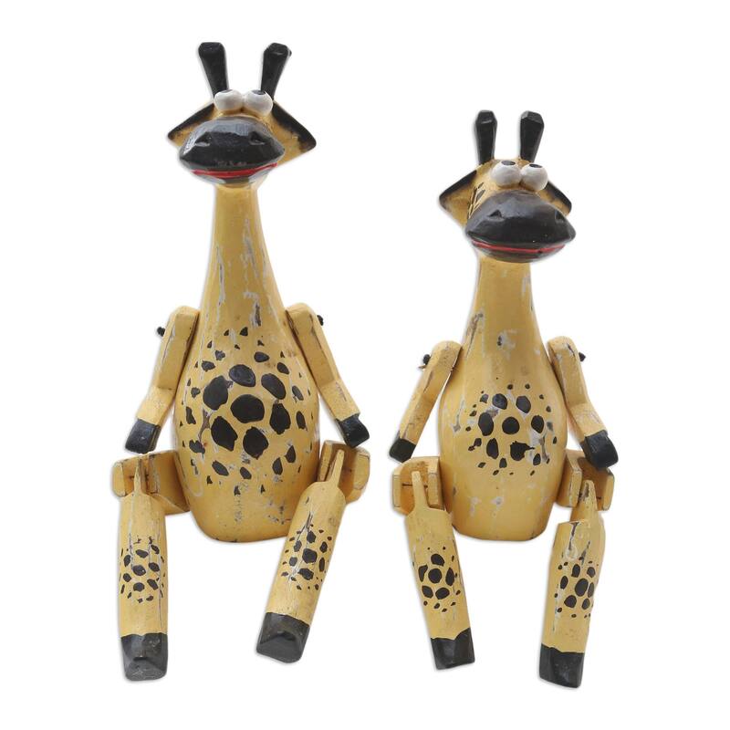Novica Handmade Spotted Pair Wood Statuettes (Pair)