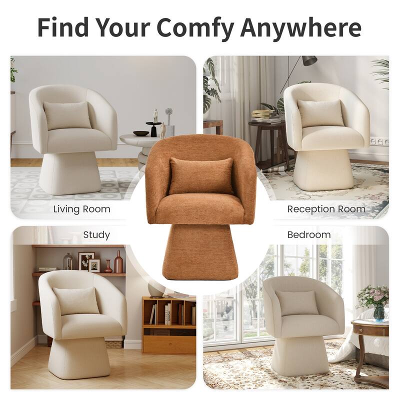 360° Swivel Barrel Fabric Upholstered dining chair with Pillow