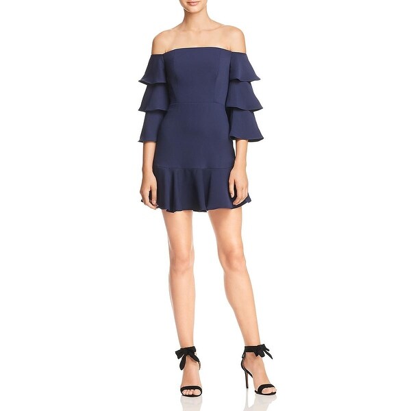 bcbg off the shoulder ruffle dress