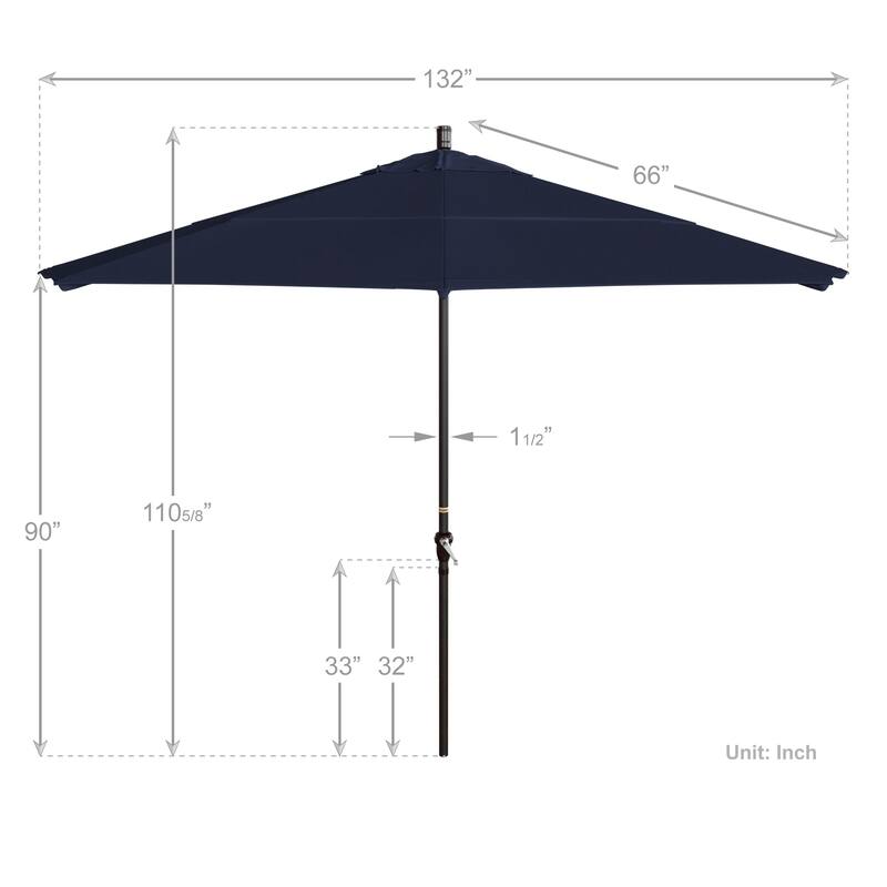 California Umbrella 11' Round Aluminum Crank Open Auto Tlit Patio Umbrella, Bronze Finish, Double Wind Vent.