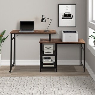 Industrial L Shaped 360 Degree Rotating Standing Corner Computer Desk ...