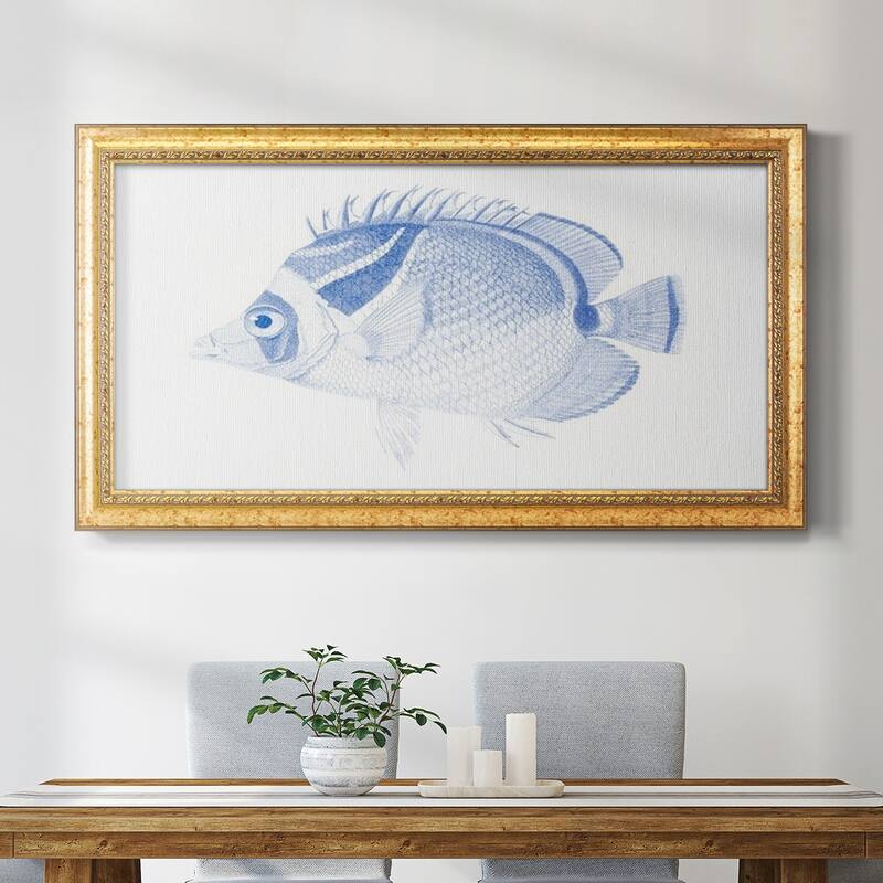 Blue & White Tropical Fish IV Premium Framed Canvas- Ready to Hang