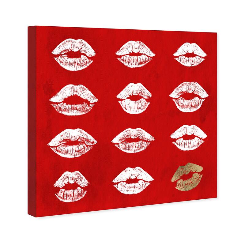 Wynwood Studio Canvas Fashion and Glam 24k RED Kisses Red and Glam Wall Art Canvas Print