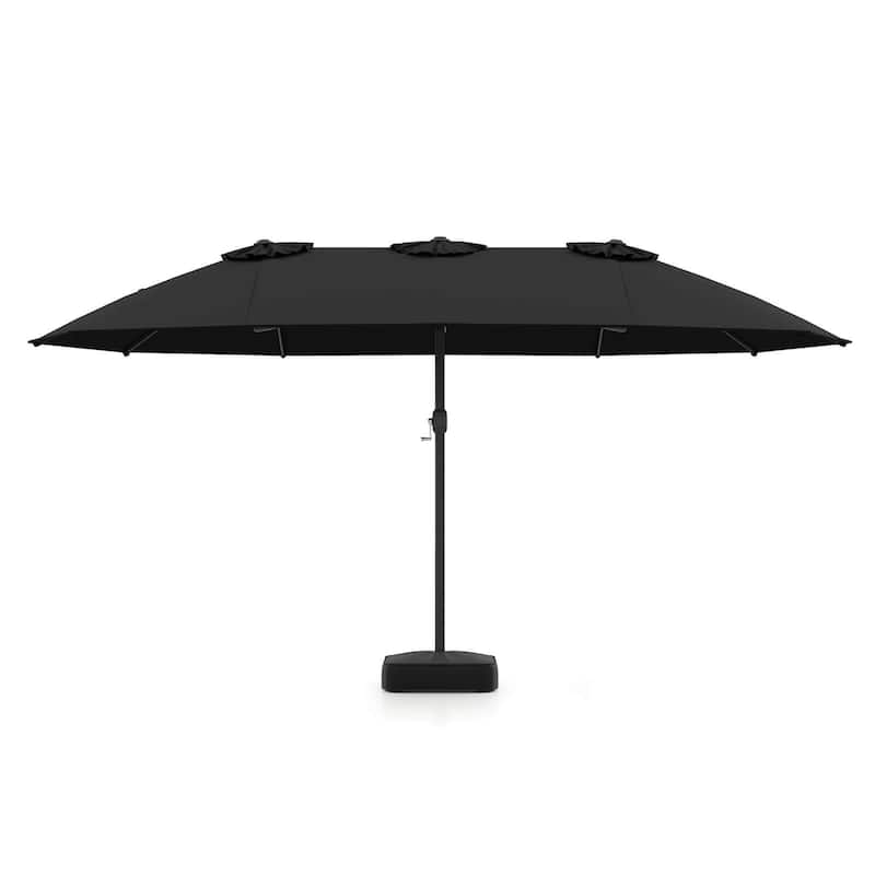 Costway 15FT Double-Sided Twin Patio Umbrella Outdoor Market W/ Crank
