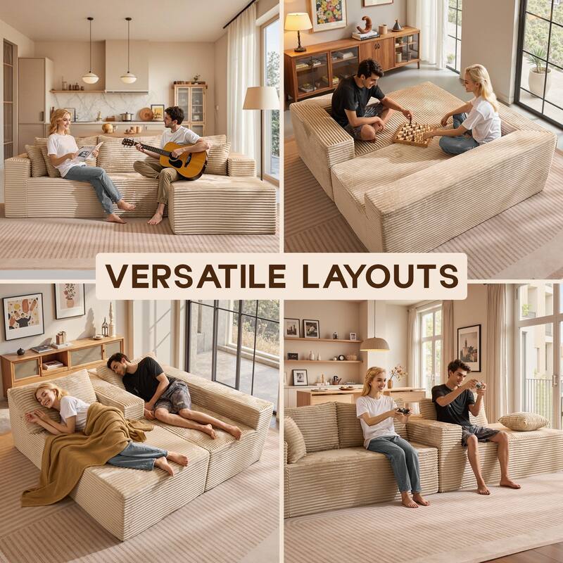 OVIOS All-Foam Plush L-Shaped Sofa​