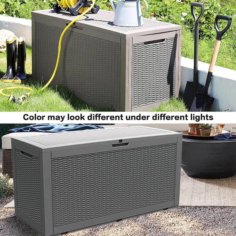 120 Gal. Black Resin Storage Deck Box for Outdoor Indoor,Lockable, waterproof, UV-resistant