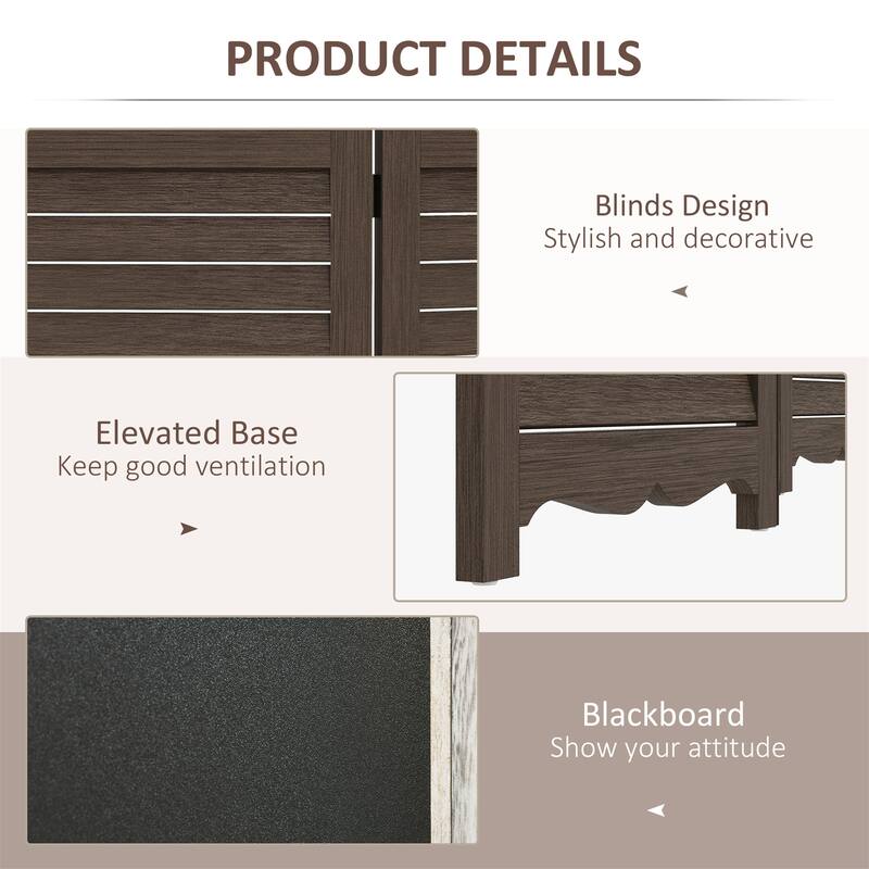 4-Panel Folding Room Divider with Blackboard