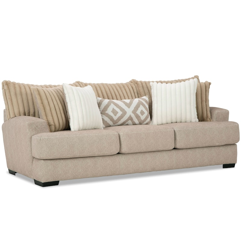 Furniture of America Peak Chenille 2-Piece USA Made Loveseat and Sofa Set with Accent Pillows