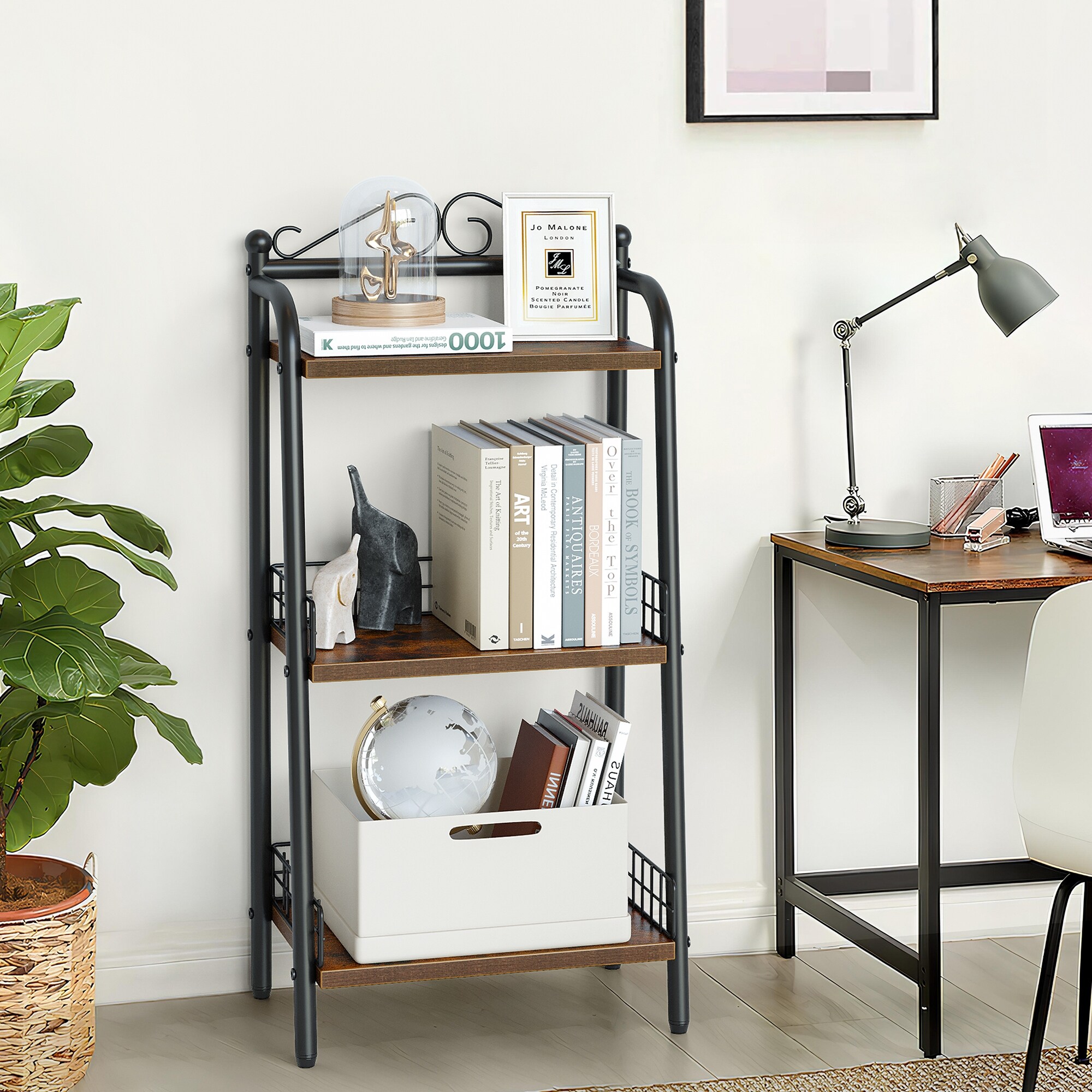 Ladder shelf with lamp cheap