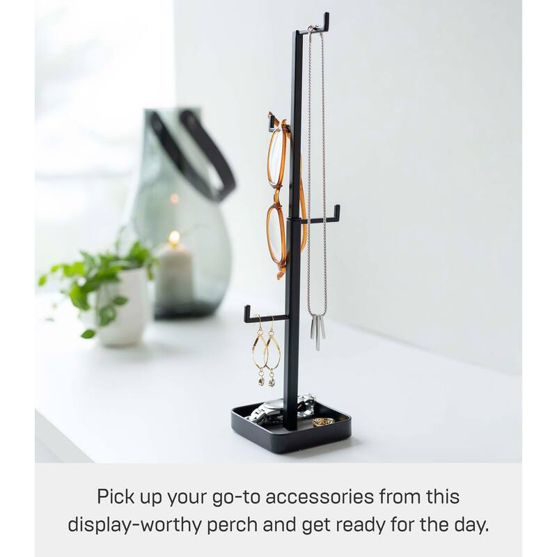 Yamazaki Home Tree Accessory Stand, Steel - L 3.54 x W 3.54 x H 16.14 inches