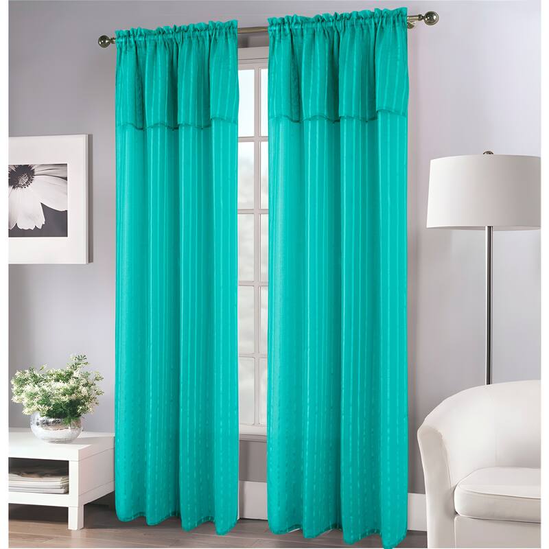 Gretchen Striped Sheer Window Curtain Rod Pocket 90 inch - 54 x 90 in.
