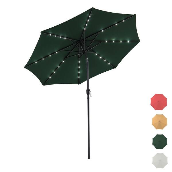 Shop Black Friday Deals On Outdoor 9 Ft Patio Umbrella Sun Shade Offset With Solar Led Light Tilt And Crank On Sale Overstock 31600299
