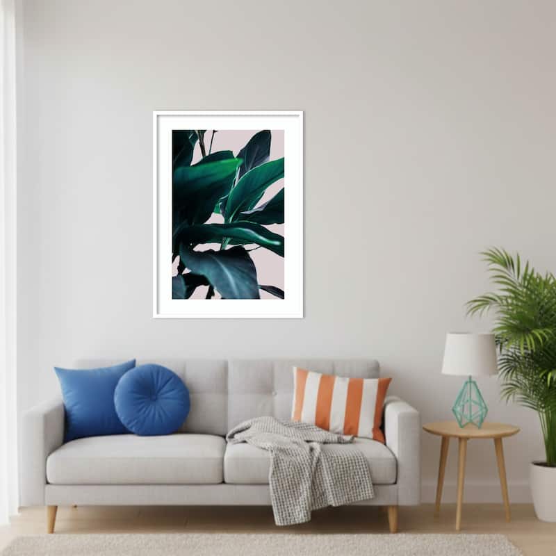 Elegance Of Tropical Leaves by Mareike Bohmer Wood Framed Wall Art Print