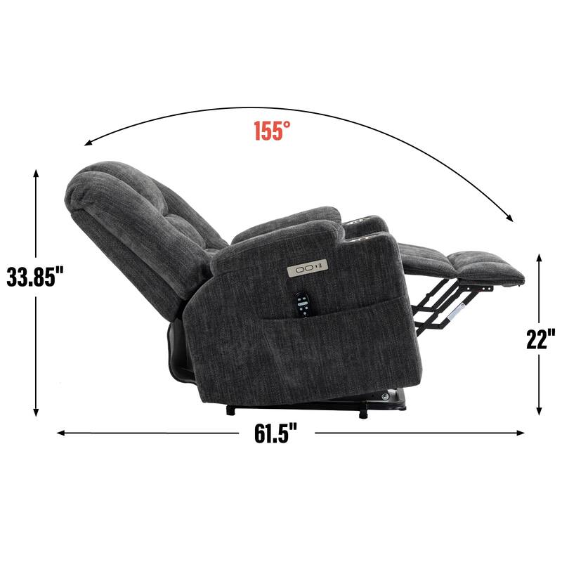Large Power Lift Recliner Chair with Massage and Heat for Elderly, Wide Recliners, with USB and Type C Ports,2 Cup Holders
