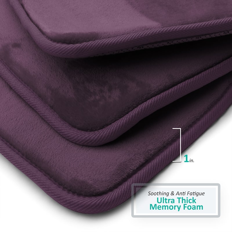 Clara Clark Ultra Soft Plush Bathroom Rug - Non-Slip, Velvet, Memory Foam Bath Mat - Set of 2