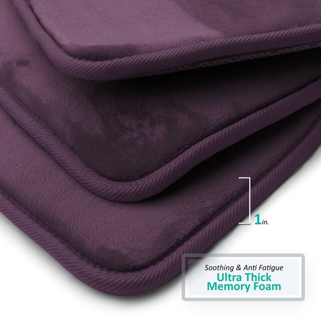 Clara Clark Ultra Soft Plush Bathroom Rug - Non-Slip, Velvet, Memory Foam Bath Mat - Set of 2