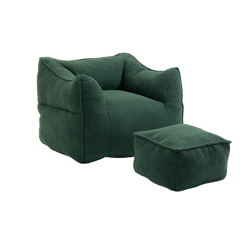 GDFStudio - COOLMORE Boucle Bean Bag Chair with Memory Foam Filling for Ultimate Comfort