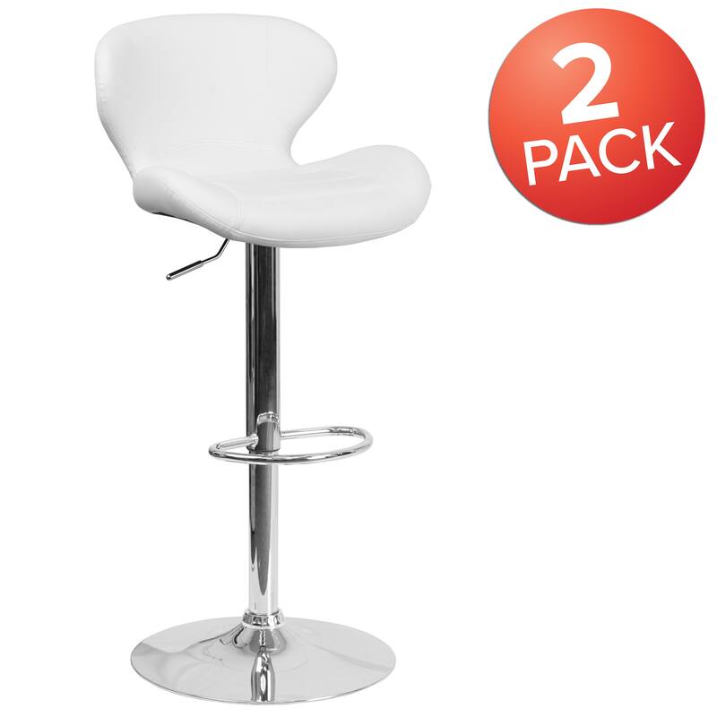 Modern Low-back Height-adjustable Chrome/Vinyl Barstools (Set of 2)