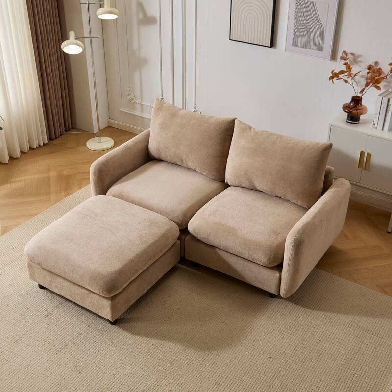 Christopher Knight Home - Lyn Modern 2-Seater Modular Upholstery Sectional Loveseat Sofa with Ottoman