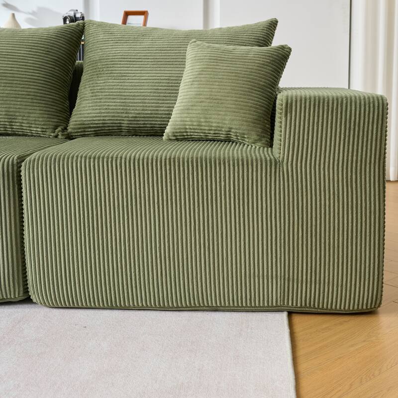 4-Piece L-Shaped Sectional Sofa, Recliner Sofa with Spacious Chaise Lounge Sofa, Sleeper Sofa with Movable Ottoman