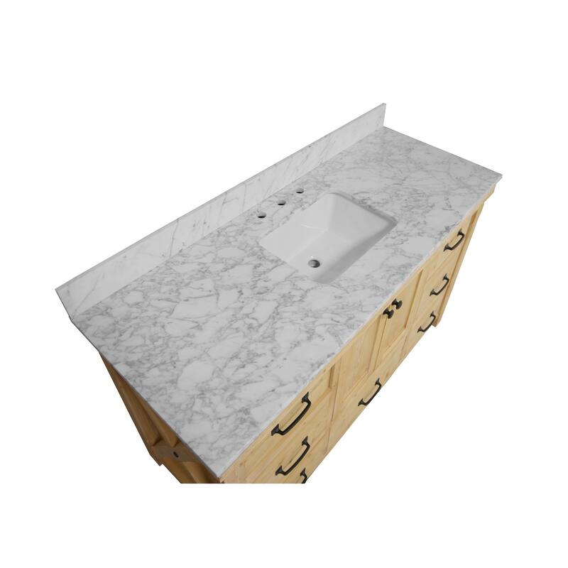 KitchenBathCollection Tuscany 60" Single Bathroom Vanity with Carrara Marble Top