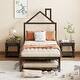 preview thumbnail 20 of 52, Twin Size House-Shaped Metal Bed with Trundle, Ideal for Sleepovers