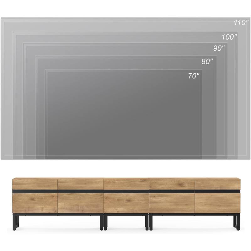 WAMPAT Modern TV Stand for TVs up to 50 inch TV, 2 in 1 Entertainment Center TV Console with Storage Cabinets and Metal Base