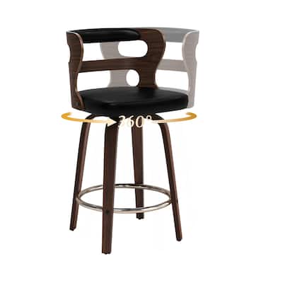 26 in. Swivel Counter Bar Stools, Bar stool with Bent Wood Legs & Round Footrest - 26" H