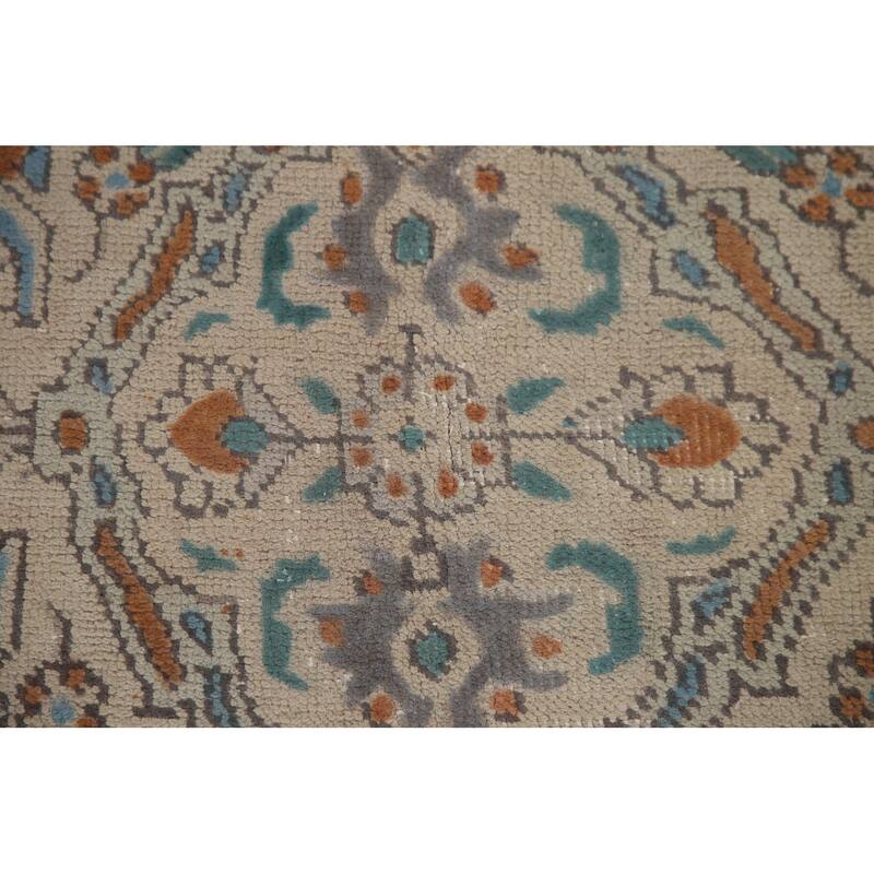 Hand Knotted Oriental 100% Wool Carpet Traditional Medallion Beige & Ivories Tabriz Area Rug - 13' 0'' X 9' 7''