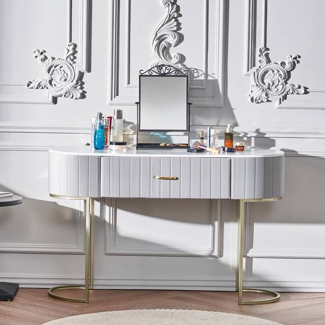 CO-Z Velvet Upholstered Vanity Table with Drawer