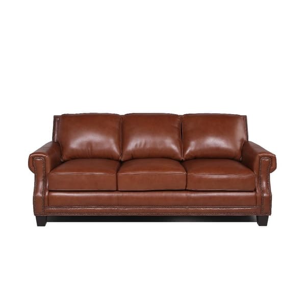 Copper Grove Mong Cobblestone Leather Sofa - 88