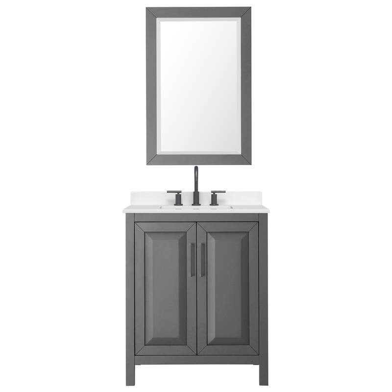 Daria 30-inch Single Vanity, 3 Hole Quartz Top, 24-inch Mirror
