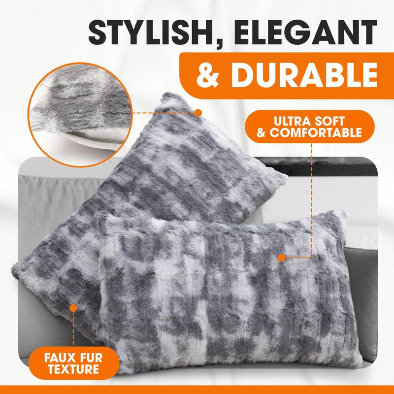 Cheer Collection Set of 2 Decorative Faux Fur Throw Pillow