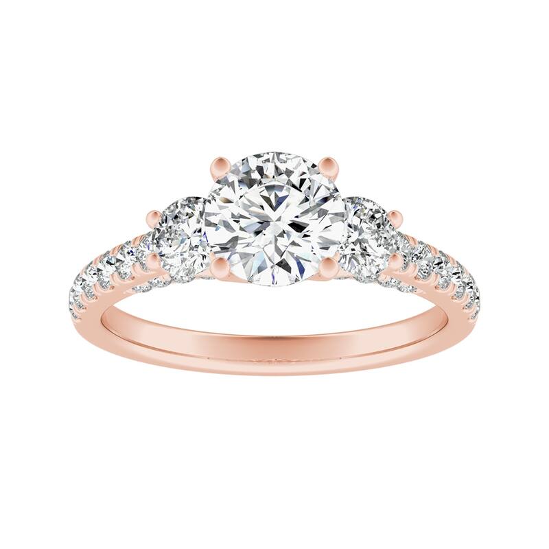 Auriya 14k Gold Round 3-stone Diamond Engagement Ring1 3/8ctw (G-H, VS1-VS2)