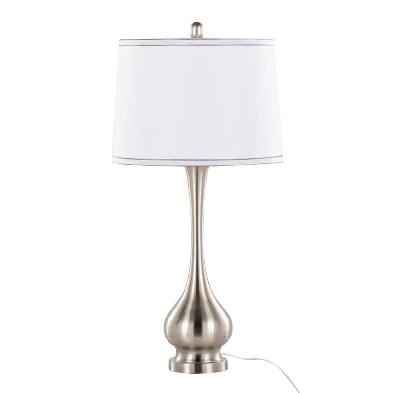Silver Orchid Cassidy 28.75" Metal Table Lamp (Set of 2) - White Linen/Silver Trim/Brushed Nickel