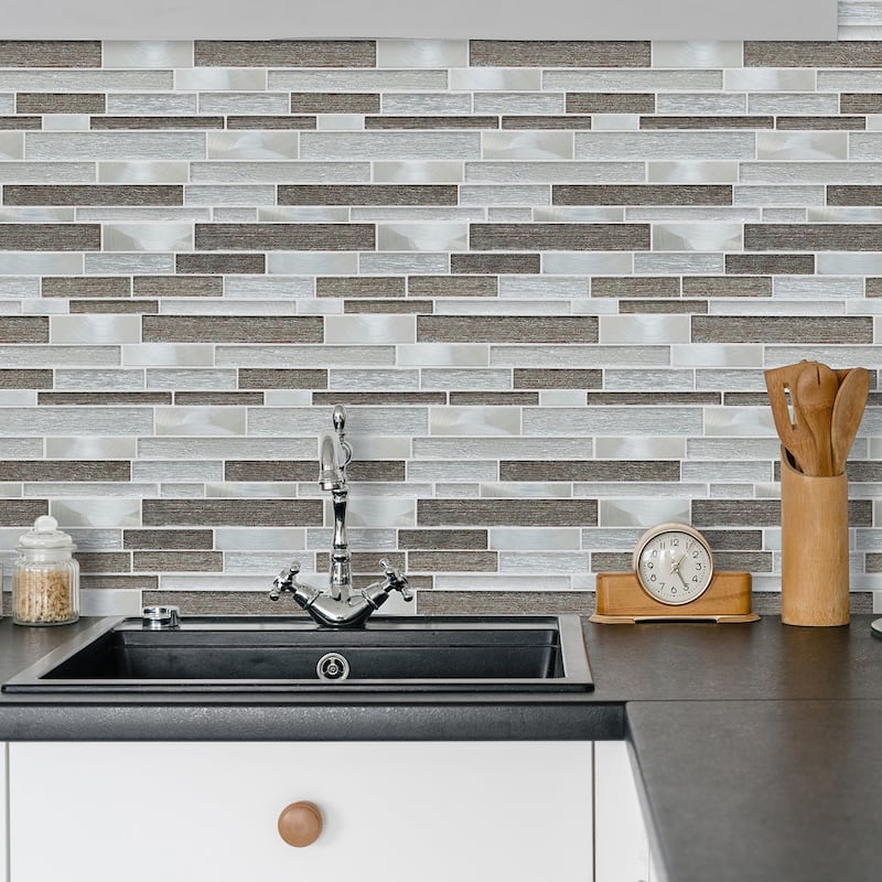 Altair Glena Rectangular Laminated Glass Mosaic Mix Aluminum Wall Tile