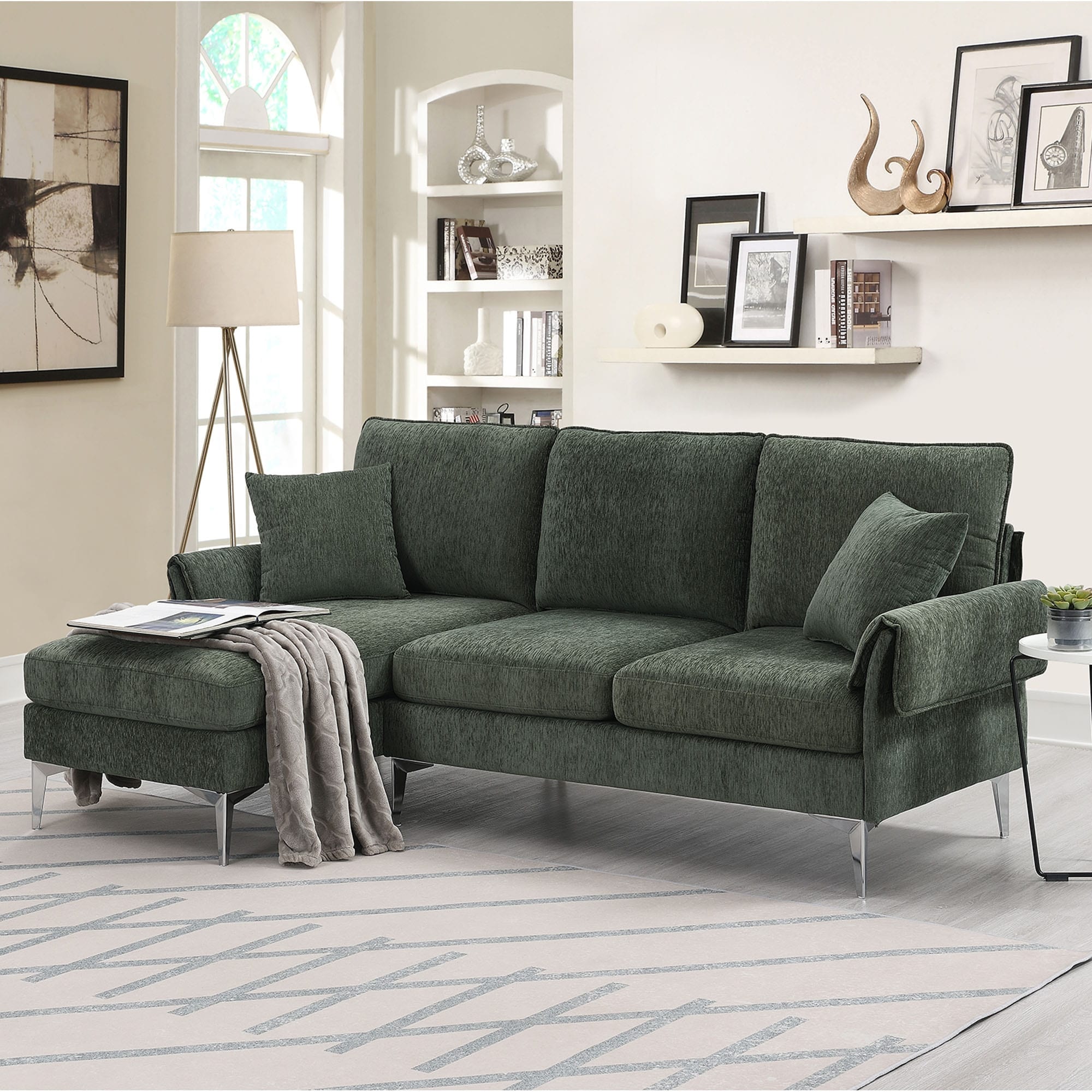 Green on sale chenille sofa