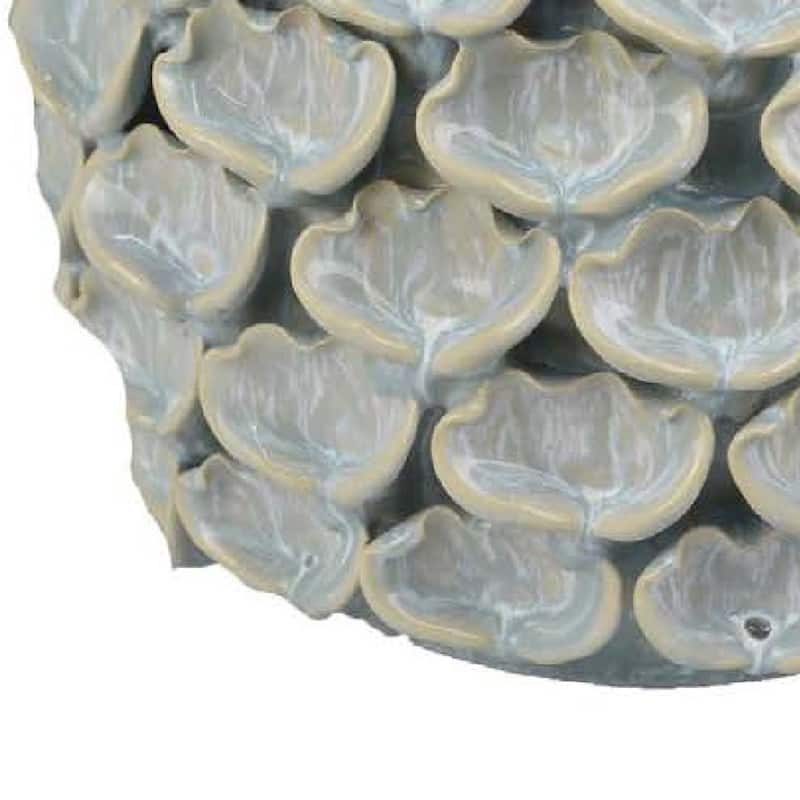 Aster Accent Planter w Raised Petal Pattern Blue Green Ceramic 10 Inch
