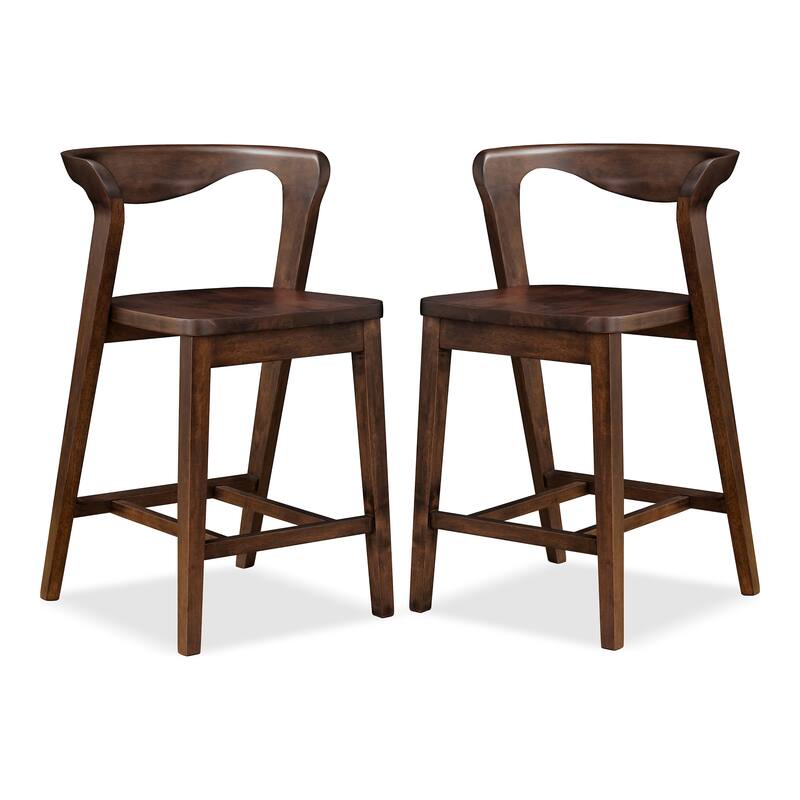 Furniture of America Abigail III Mid-century Modern Handcrafted Solid Hardwood Counter Height Dining Chairs (Set of 2)