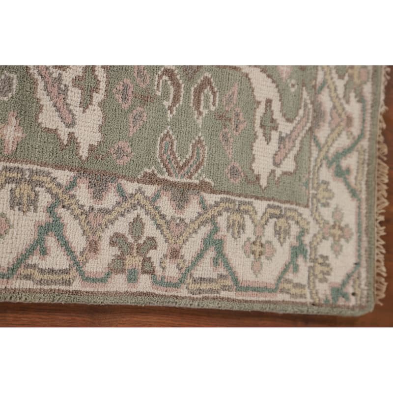 Green Oushak Indian Accent Rug Handmade Wool Carpet - 2'8"x 6'0"