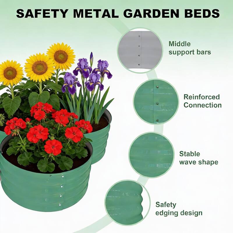 2-Pack Galvanized Raised Garden Beds, with Open Base